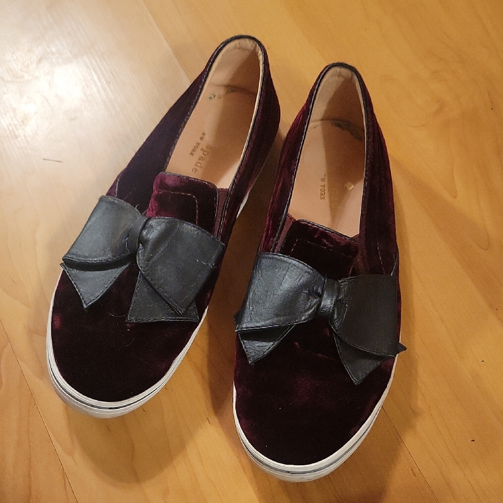 Kate Spade Burgundy and Black Bow Sneakers
